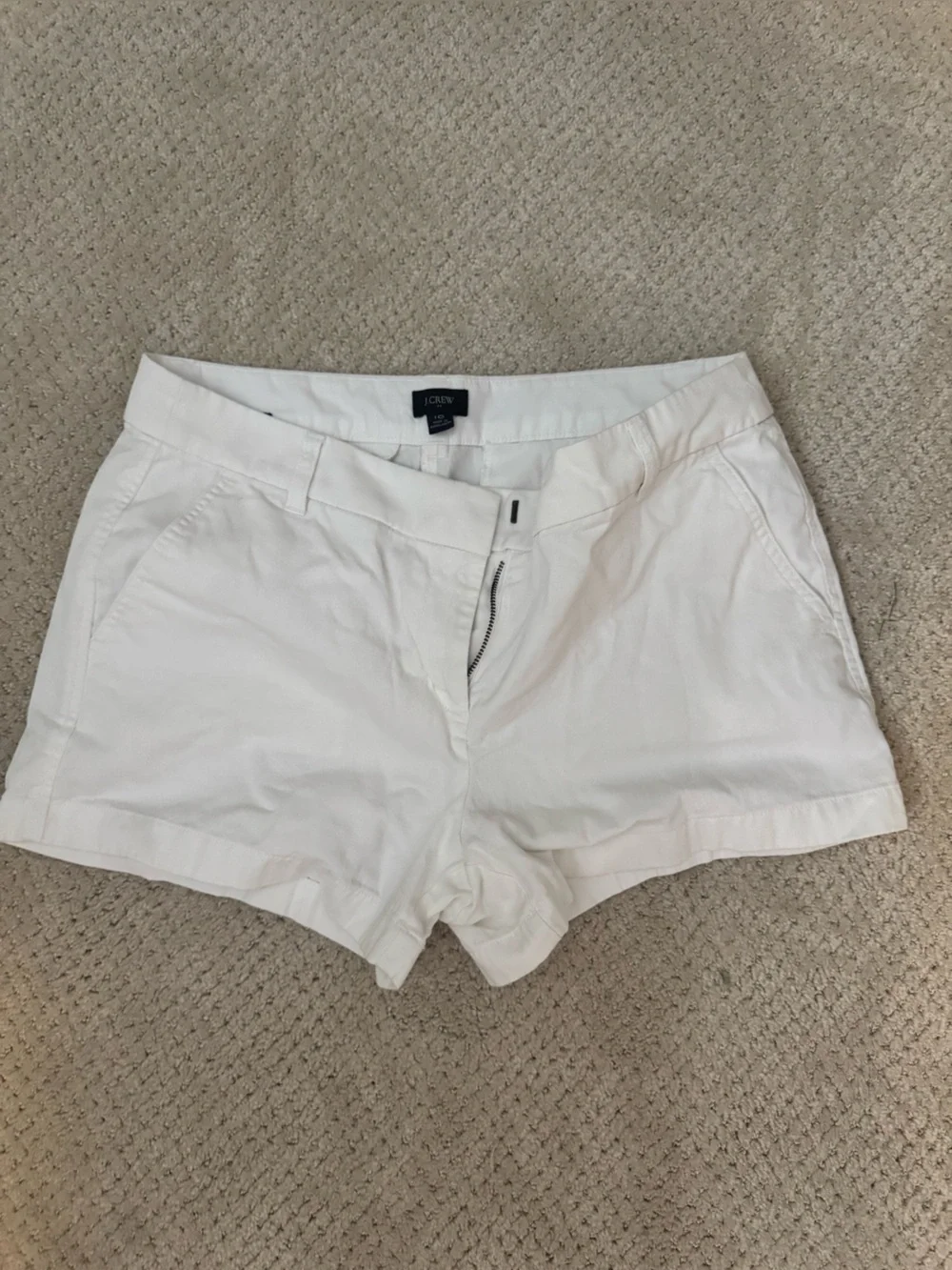 J. Crew White Cotton Shorts with Branded Waist Label - 3” inseam